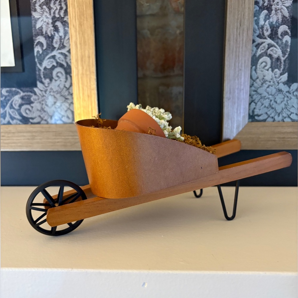 Byers Choice Retired Garden Wheelbarrow with Flower Pot